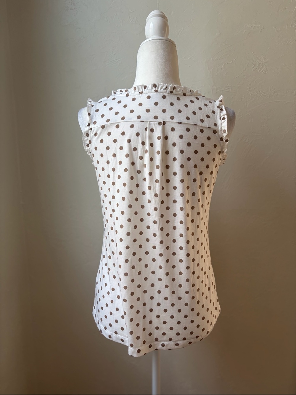 Lascana by Venus Polka Dot Ruffle Trim Henley Top XS - Picture 7 of 9